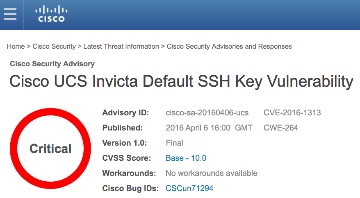 Ciscoでは「クリティカル」と評価