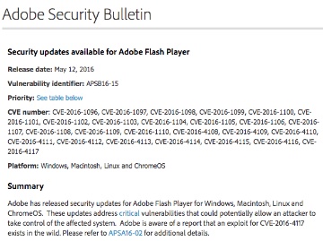 「CVE-2016-4117」に対応したAPSB16-15